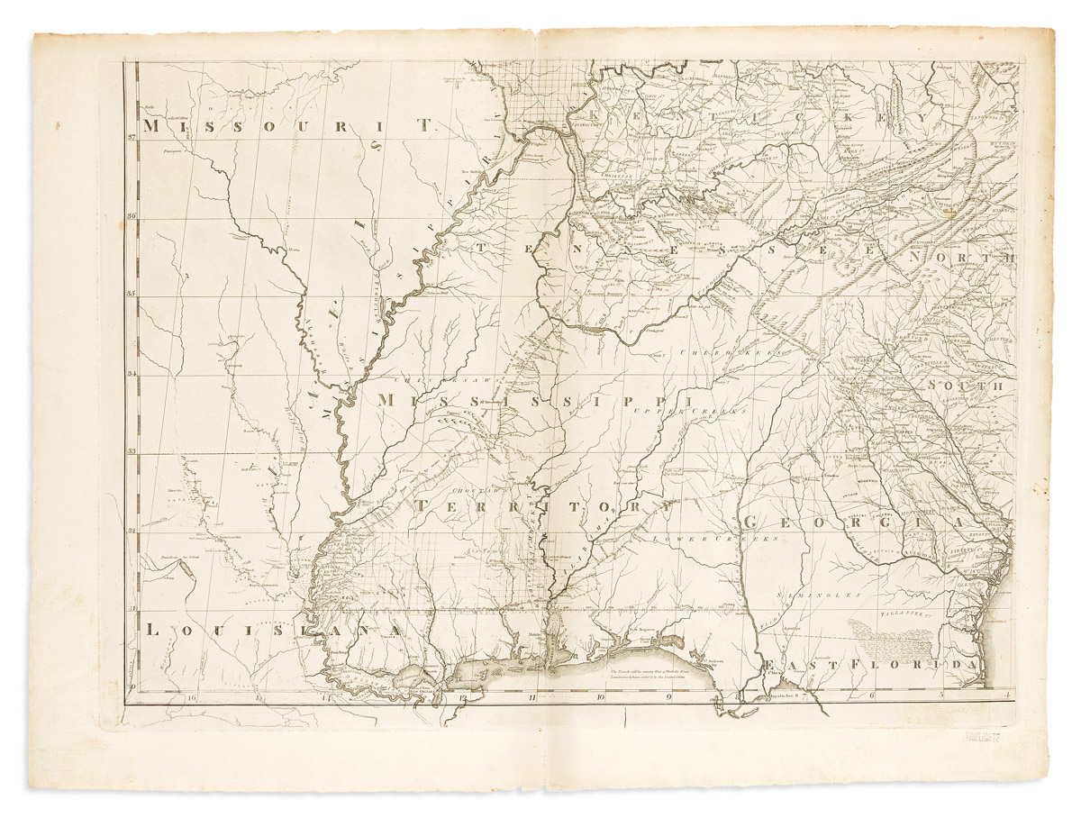 (AMERICAN SOUTH.) Abraham Bradley. [Sheet 3, from]: Map of the United States Exhibiting the Post-Roads,
